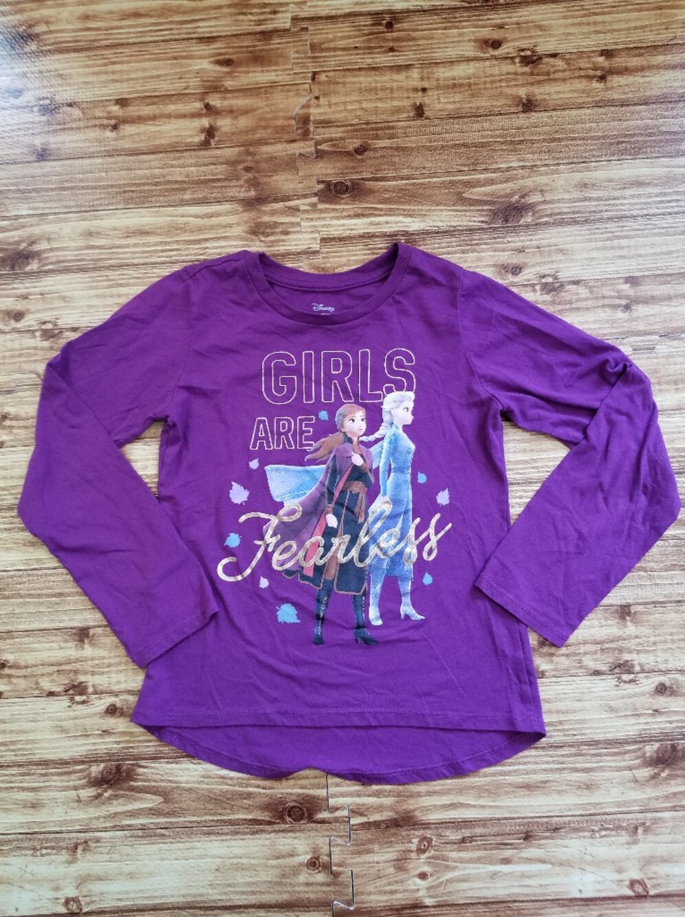 Disney Purple Frozen 2 Long Sleeve T-Shirt Large 10/12 Fearless Elsa Anna L